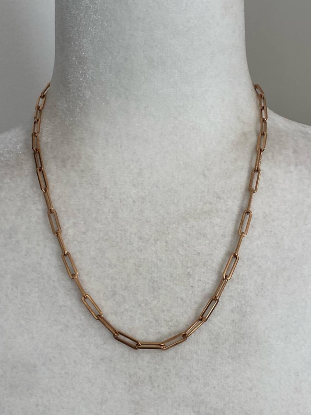 Rose Gold Plated Paperclip Necklace Waterproof No Tarnish Hypoallergenic